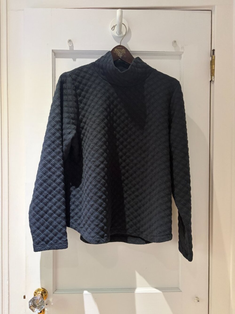 J.Crew Quilted Mockneck Pullover Top Size Large Black - Picture 2 of 9